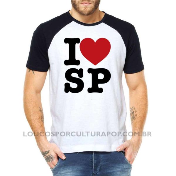 Camiseta Masculina Raglan I Love São Paulo